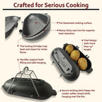SmithEra™ Cast Iron Potato Baker with Lid for Grill, Oven & Campfire